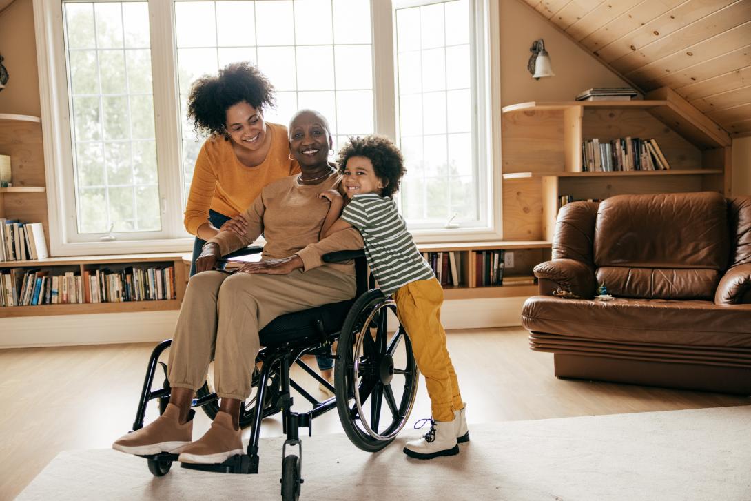 woman wheelchair children 